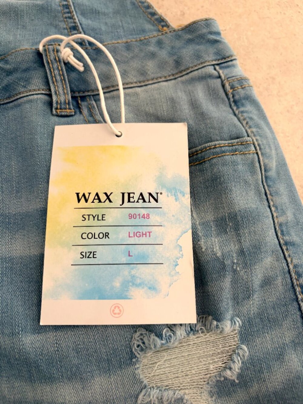 NWT Wax Jean Women Junior Blue Denim Short Overalls Romper  Size L - Picture 7 of 10
